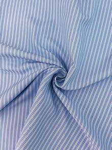 Franclia Chemise tissée décontractée rayée grande taille, automne/hiver - Bleu azur - Voir 6