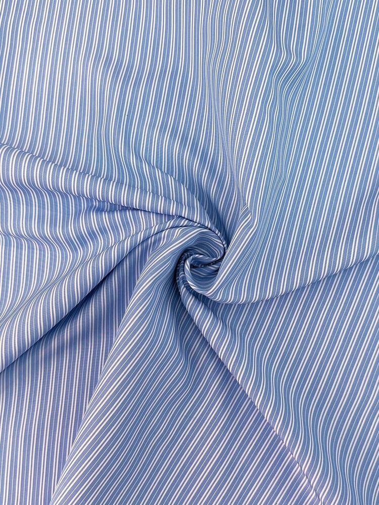 SHEIN Franclia Plus Size Striped Casual Woven Shirt, Autumn/Winter Baby Blue Shirt Stripe Shirt Blue And White Shirt Blue Striped Shirt Light Blue Blouse - Blue - View 6