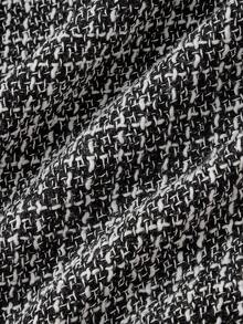 SHEIN MOD Plus Size 2-Piece Women's Tweed Color-Blocked Button Set, Long Skirt Suit, Women's Solid Color Long-Sleeved Single-Breasted Elegant Tweed Blazer, Autumn And Winter Clothes, Polished Silver Button Dec, Tweed Two Piece Set, Office Outfits For Women Set, Tweed Dresses For Women, Classic Outfits For Women, - Black and White - View 13