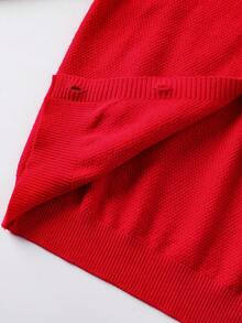 年轻女孩开衫百搭女孩秋冬新款针织长袖开衫毛衣带大口袋，宽松柔软的针织外套适合日常穿着和度假场合 - 紅色 - 查看 9