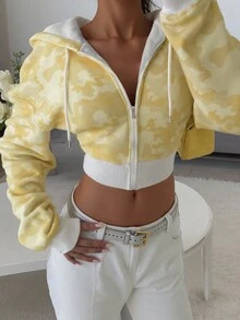 Rovax Casual Camouflage Print Cropped Sweatshirt, Autumn/Winter - Multicolor - View 1