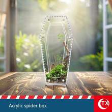 SHEIN 1PC 透明亚克力昆虫蜘蛛繁殖盒，独特的棺材形设计，磁性闭合，方便取用，通风孔，适用于蜘蛛、跳蛛、狼蛛栖息地，万圣节装饰，节日礼物，也适用于玻璃容器、盒子、植物盒、家庭储物盒、微景观盒 - 彩色 - 查看 10