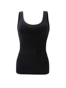 SHEIN 1pc Women Seamless Comfortable Sports Camisole Shapewear Tank Top Shapewear Top - Black - View 3