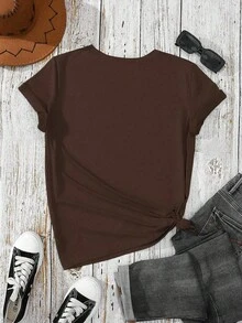 INAWLY 加大码 3 件青蛙刺绣 T 恤，可爱两栖动物印花休闲舒适 T 恤，自然爱好者礼物，我爱青蛙圆领女式刺绣 T 恤 - 咖啡棕 - 查看 2