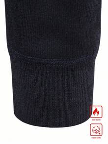 Calvornis Men's Thermal Lined Solid Color Turtleneck Pleated Long Sleeve Sweater, Fashionable For Autumn/Winter - Navy Blue - View 4