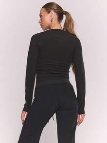 Musera Sport Sport Fitted Long Sleeve Top Winter Active Sport Gym Workout Lounge - Black - View 4