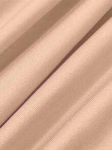 Glamine 1 pieza Camiseta sin espalda con pliegues de unicolor para mujer, ropa de mujer para otoño, de vuelta al colegio - Caqui - Ver 6