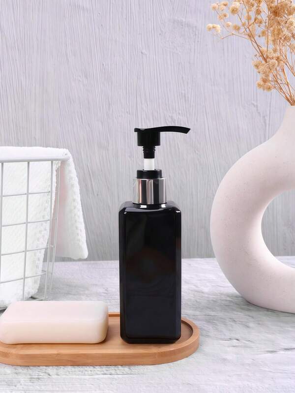 1 pieza Botella cuadrada de 200ml con dispensador para jabón de manos, gel de ducha, loción, crema recargable, decoración para el hogar y el baño, decoración de otoño, útiles escolares