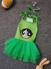 THE POWERPUFF GIRLS X SHEIN 1pc Cartoon Character Cosplay Pet Dress With Headpiece, Cat/Dog Clothes, Size XXS-XXXXL, Blossom, Bubbles, Buttercup Cosplay - Multicolor - View 11