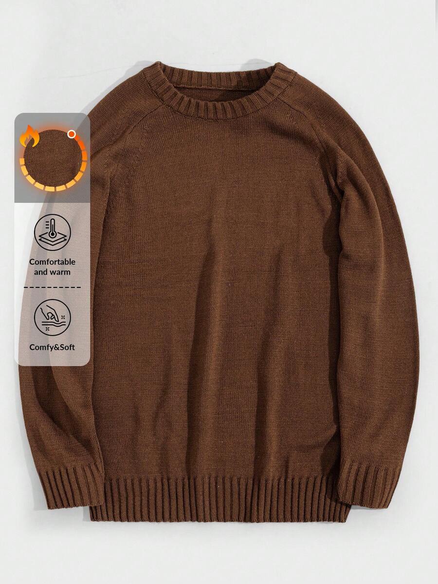 RueChic Men Raglan Sleeve AW Fashion Regular Sweater - Brown - View 1