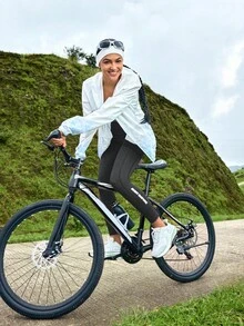 In My Nature 女士纯色高腰字母印花口袋休闲户外紧身裤徒步旅行女装