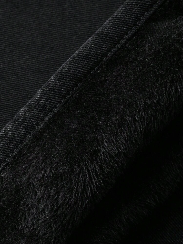 Thermal-Lined Loose High Waist Wide Leg Jeans, Black Straight Leg Jeans For Women, Autumn/Winter Thermal Lined