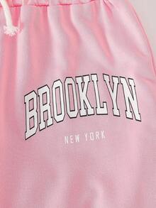 Sparklyn 3pcs/Set Girls Casual Loose Fit Letter Print Comfy Wide Leg Pants, Suitable For Spring/Autumn, Christmas - Multicolor - View 5