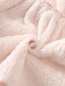 Elladie kids 女童粉色针织纹理复合保暖连帽长袖双排扣中长款防风外套，适合秋冬季日常穿着、外出、度假和聚会。