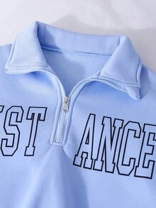 Sparklyn 2 件套青少年女孩休闲长袖印花上衣和宽松长裤套装，适合日常休闲穿着 - 藍色 - 查看 8