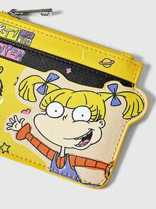 Nick 90's X ROMWE Ví đựng thẻ vuông thời trang in hình hoạt hình có khóa kéo. - Màu Mù tạt vàng - Xem 4