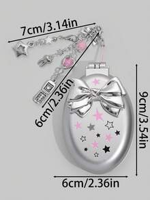 ROMWE Kawaii 1 件可爱蝴蝶结折叠梳子和镜子套装，返校气囊梳，DIY 便携式梳子镜子 - 淺灰色 - 查看 2