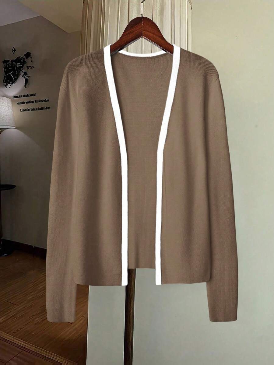 GlowEve 新款时尚简约开衫，百搭欧美时尚针织上衣 - 摩卡棕 - 查看 1