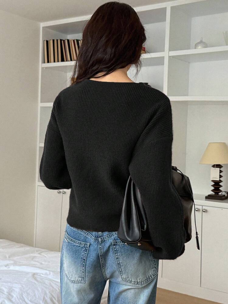 Stylish Lace-Up Knitted Cardigan For Women