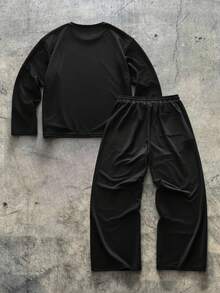 AXEPEAK Men Casual Round Neck Long Sleeve Top And Long Pants 2 Pieces Set, Fall Clothes