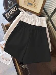 Franclia 女式高端纽扣设计裙裤 - 黑色 - 查看 2