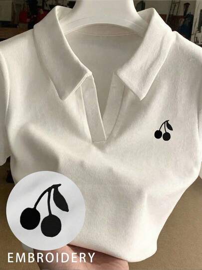 INAWLY 休闲樱桃印花短袖T恤，夏季百搭