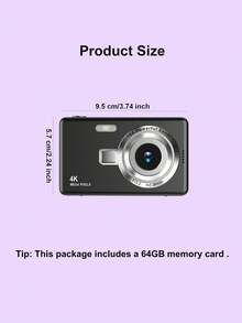 JMMO 1 Pc Q12 Digital Camera With 64G Memory Card,50 Million Pixels 2.4-Inch Screen Portable Camera, Rechargeable Camera CCD & Multiple Filter Modes. Portable Anti-Shake Smart Zoom Digital Camera For Outdoor