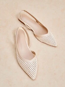 Rosivie 女士时尚黑色面料尖头平底鞋 - 杏色 - 查看 2