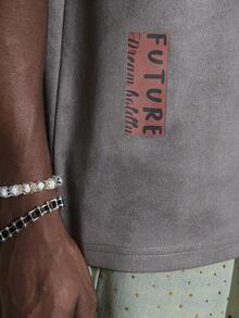 PAVTROS Áo thun nam tay ngắn in chữ cổ điển, quà tặng bạn trai, khi đi chơi - Xám - Xem 6