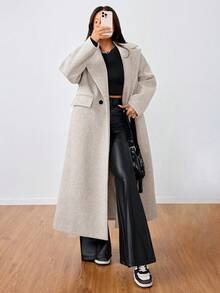 SHEIN Unity 休闲翻领长款大衣