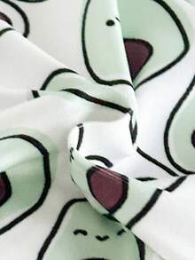 新生儿柔软舒适牛油果印花拉链连体衣、长袖和裤子两件套 - 綠色 - 查看 5