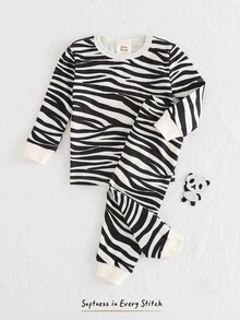Cozy Pixies 2 pezzi Set pigiama aderente - Maglia a girocollo in morbido tessuto a maglia e pantaloni a vita elastica alla caviglia, per bambine e bambini