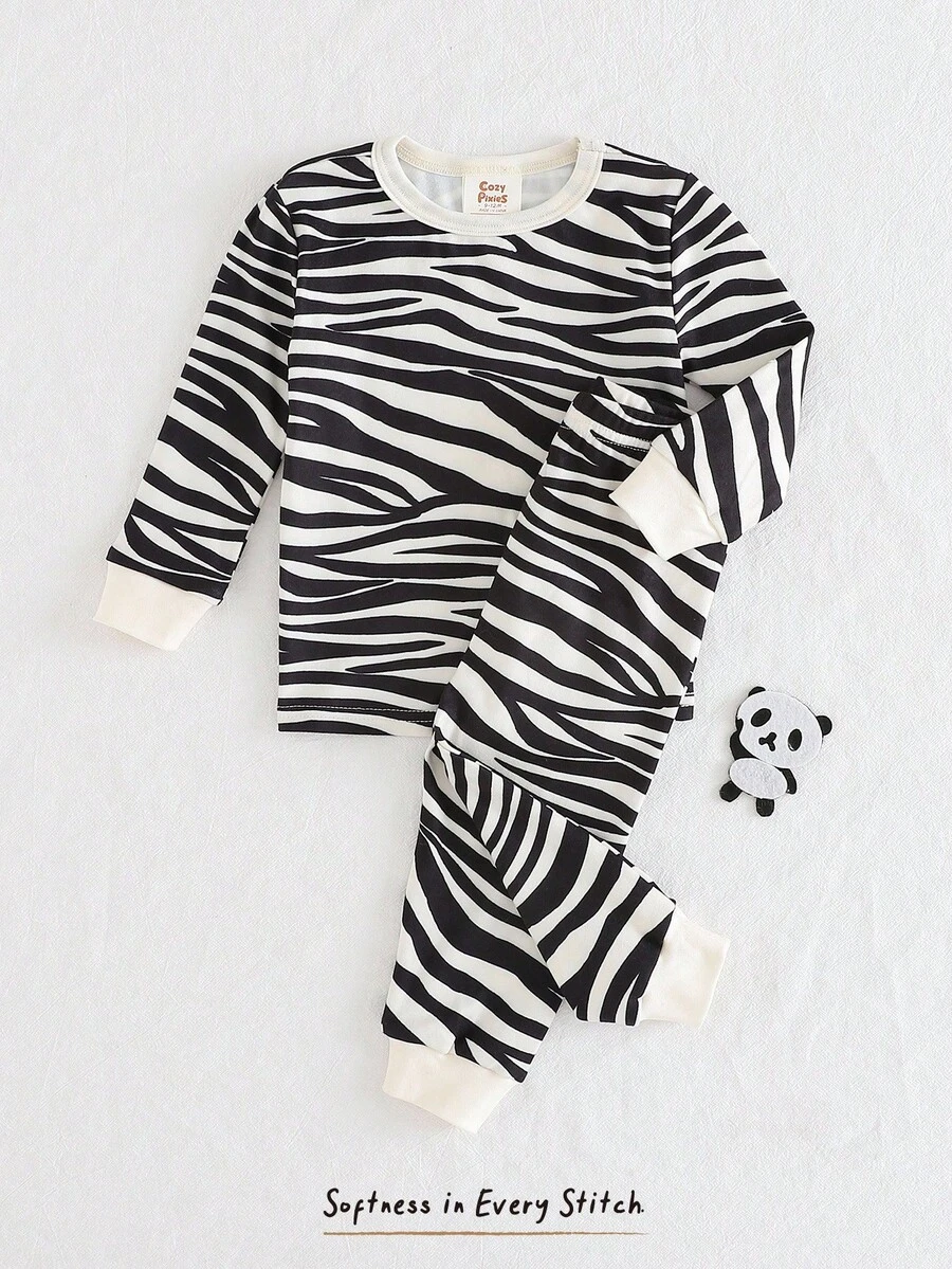 Cozy Pixies 2 pezzi Set pigiama aderente - Maglia a girocollo in morbido tessuto a maglia e pantaloni a vita elastica alla caviglia, per bambine e bambini