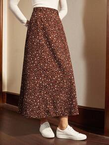 Écloséra French Retro Autumn High Waist Leopard Print Mid-Length Women's Skirt Women's Autumn Clothing Matching Women's Skirt For Going Out Women's Casual Wear Cheetah Print Women's Skirt