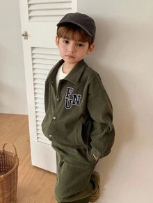 DAZY Kids Fall Clothes Young Boys Jacket Set - Dark Green - View 4