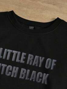 INAWLY 时尚休闲运动男式万圣节字母图案圆领长袖运动衫 - 黑色 - 查看 4