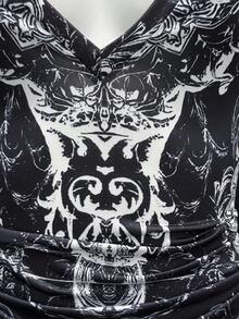 EgrlEra 女式时尚性感全印花长袖紧身迷你连衣裙 - 黑色 - 查看 4