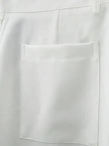 Manfinity Homme Men's Summer Casual Simple And Linen Textured Vacation And Daily Versatile White Pants, Going Out Plain Long Tapered Slacks Pants, For Husband, Boyfriend Gifts, For Fall Baggy Couple - White - View 6