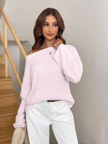 Easowa New Autumn/Winter Soft & Sweet Casual Loose Fuzzy Knit Pullover Sweater For Women,Cozy Fall And Winter Clothes For Women