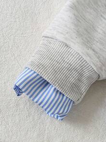 SHEIN 女婴二合一衬衫领字母休闲卫衣 - 灰色 - 查看 3