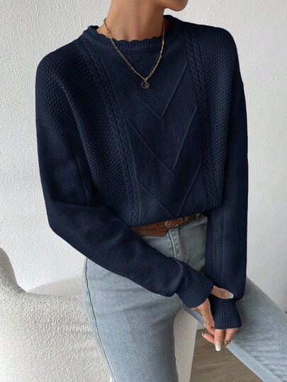 Siren Gaze 纯色休闲百搭长袖女式毛衣秋冬女士服装