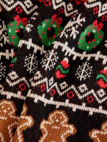 Manfinity VCAY Men's Crew Neck Long Sleeve Christmas Element Pattern Sweater, New Year Glamour - Black - View 8