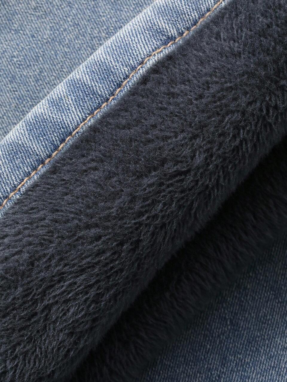High Waist Straight Leg Jeans For Women, Loose Fit, Distressed, Thermal Lined, Ankle Length, Suitable For Autumn/Winter
