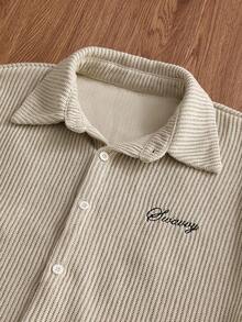 SWAVVY Cămașă casual bărbătească cu mânecă scurtă, cu cifre și litere brodate