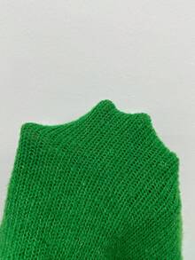 EMERY ROSE Women's Green Round Neck Lantern Sleeve Wool Blend Pullover Sweater - Green - View 7