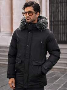 Manfinity BRENVOR 男士休闲宽松落肩毛领直筒长款冬季夹克