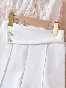 SHEIN Tween Girl White Casual Commuting Wide Leg Capri Pants - White - View 5