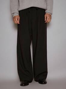 Musero 修身阔腿裤，褶裥设计，时尚百搭，面料抽绳，腰带环，秋冬/春夏款 - 煙灰色 - 查看 3