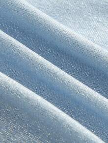 lacRébo Silver Metallic Lurex Long Sleeve Tie Front Party Top Fall Women Autumn Spring Summer - Baby Blue - View 9