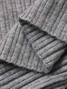 Livesso 女士宽松商务休闲斜领纯色针织上衣和直筒裤两件套西装，优雅办公室通勤装，秋冬 - 灰色 - 查看 8